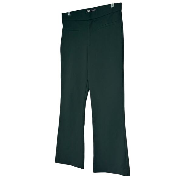 Zara dark green boot cut high waist cropped pants size Large - Picture 5 of 7